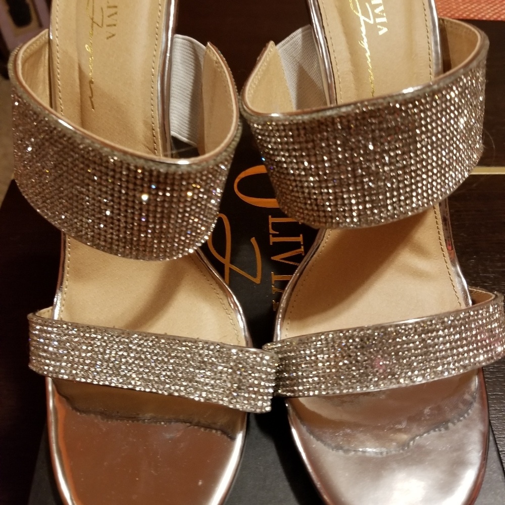 Rhinestone Strapless peep toe heels sz 10